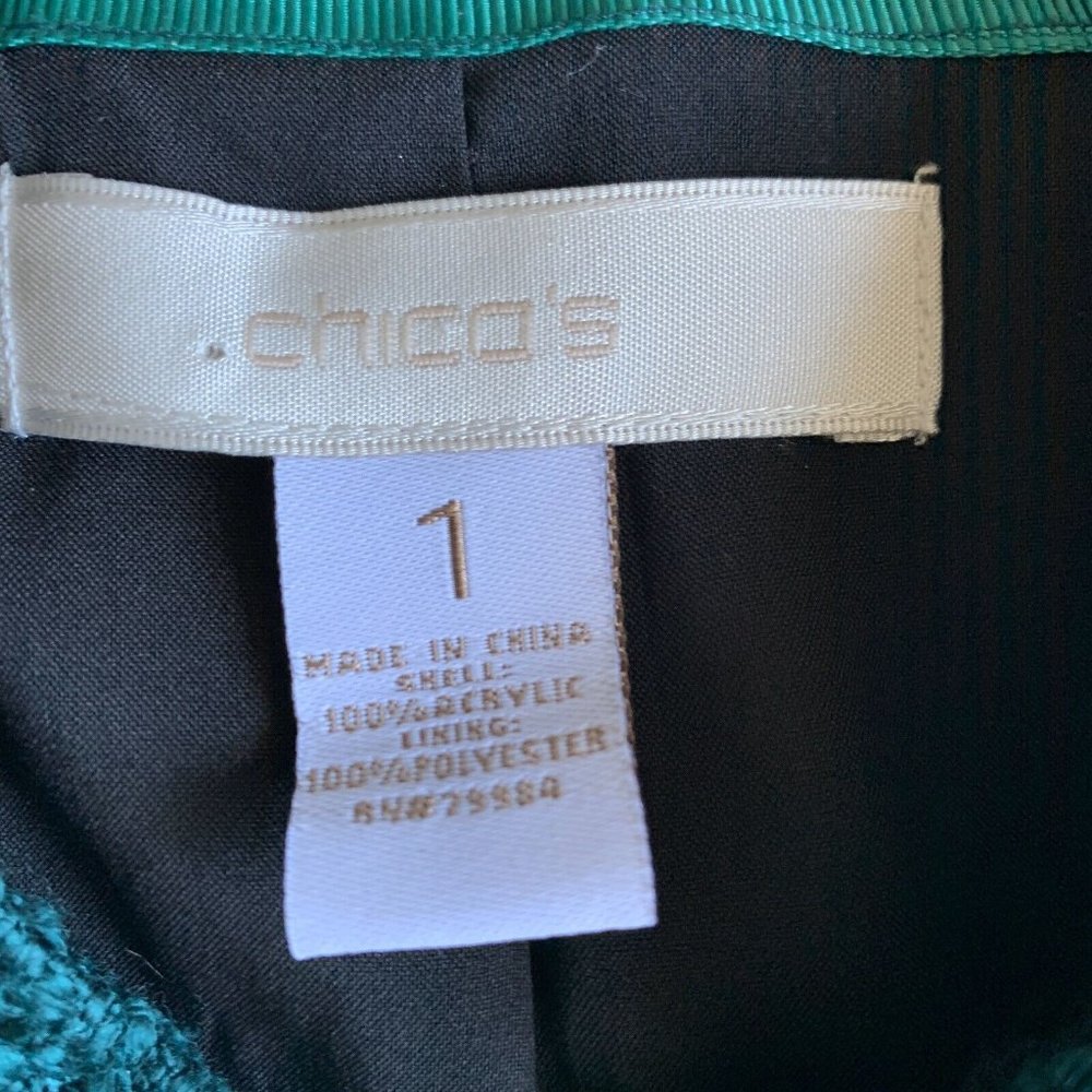 Chicos Mandarin Collar Jacket Button Front Teal G… - image 2